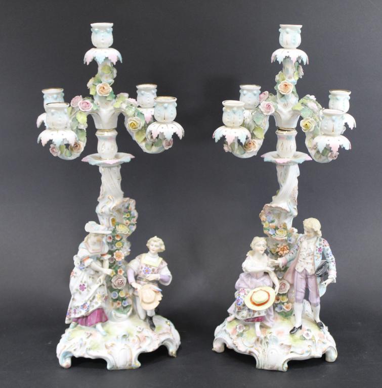 Pair of Sitzendorf German Porcelain Candelabra (1 of 18)
