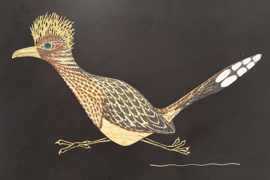 Couroc Inlaid Roadrunner Bar Tray (1 of 6)