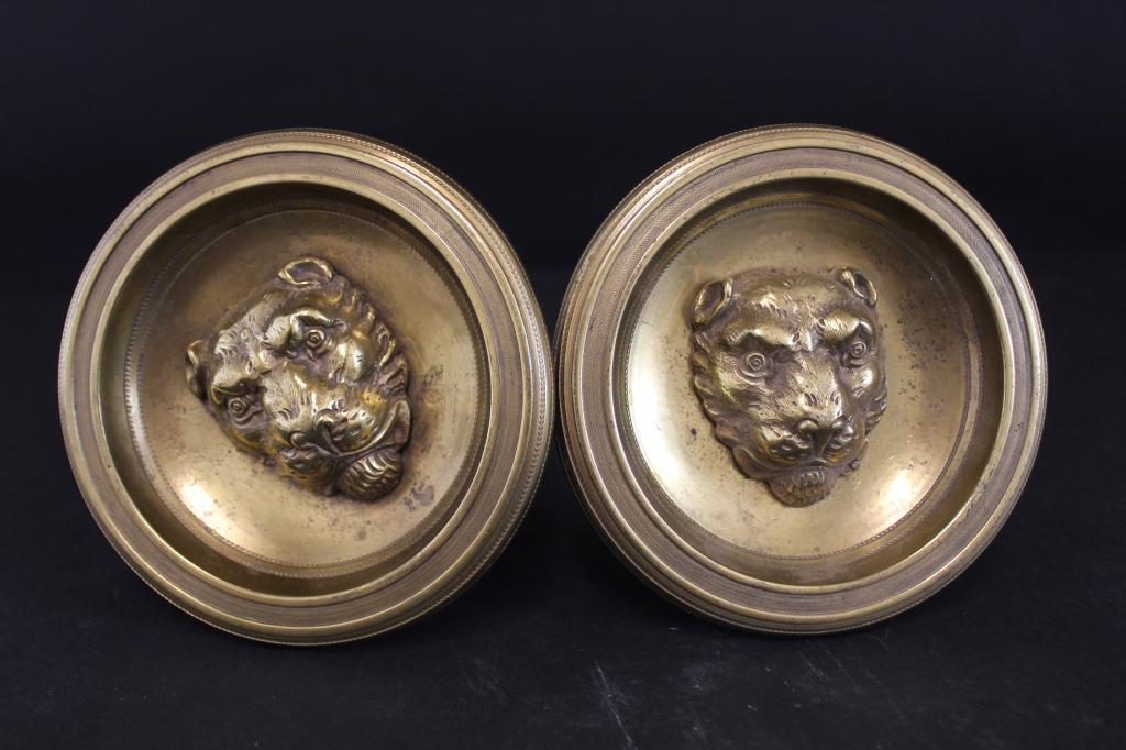 English Regency Brass Lion Mask Tie Backs (1 of 6)