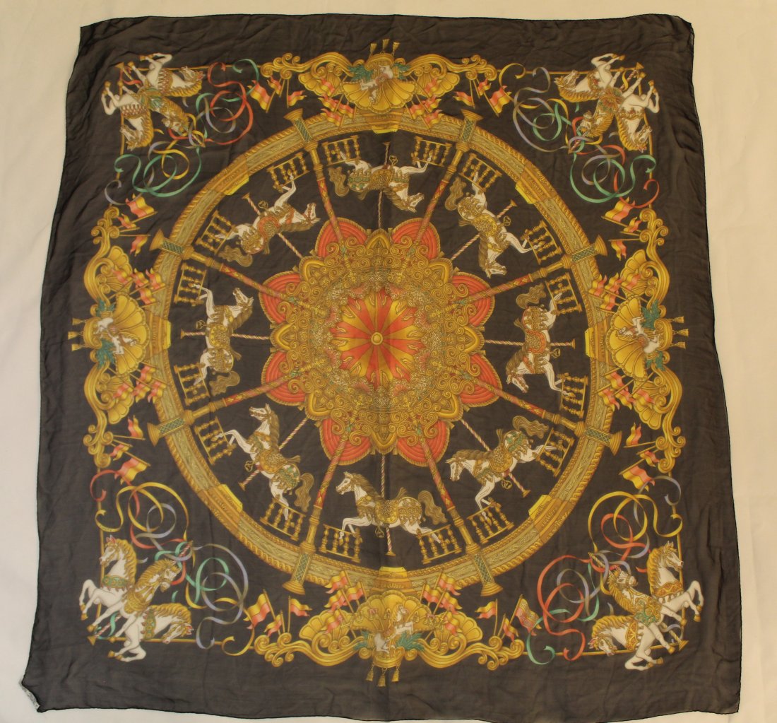 Large Hermes Silk Mousseline Luna Park Scarf (1 of 7)