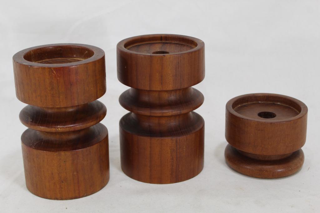 Mid Century Teak Candle Holders (1 of 4)