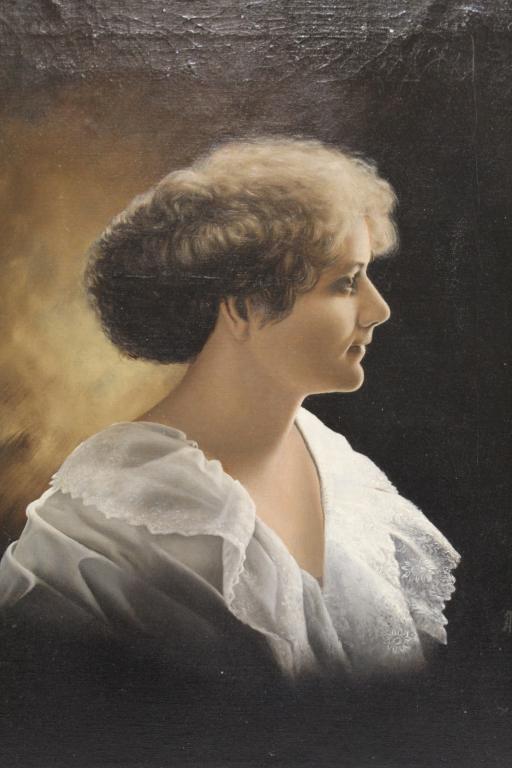 Antique Artist Signed Oil Portrait of a Woman (1 of 3)