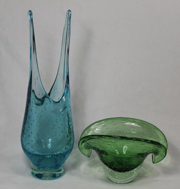 Murano Controlled Bubble Vase & Bowl (1 of 6)