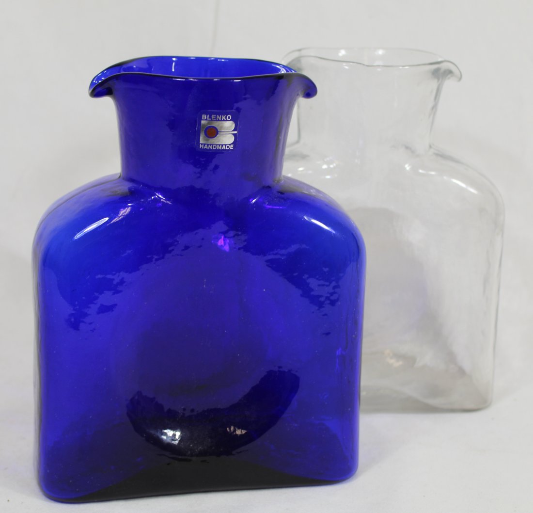 Blenko Cobalt Blue & Clear Water Carafe Pitchers (1 of 4)