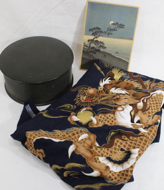Japanese Three D's Kimono, Box & Hiroshige Print (1 of 6)