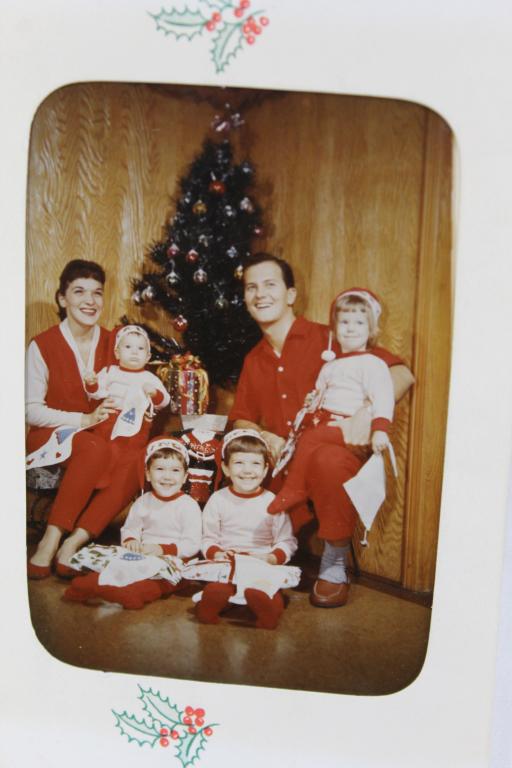 Original 1960's Pat Boone Family Christmas Cards: 9 Christmas cards or Christmas photos from the family of Pat Boone: Pat, Shirley. Laury, Lindy, Debby and Cherry. Hand-written greetings from 1964. Excellent condition