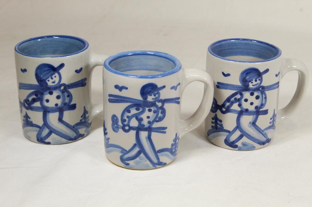 M.A. Hadley Pottery Skier Mugs Cups (1 of 5)