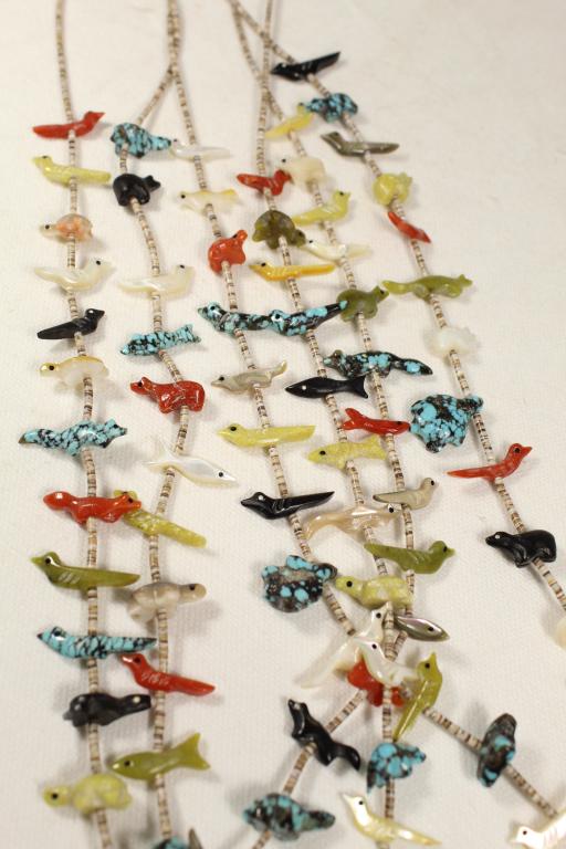 Zuni Animal Fetish Heishi Bead 3-Strand Necklace (1 of 6)