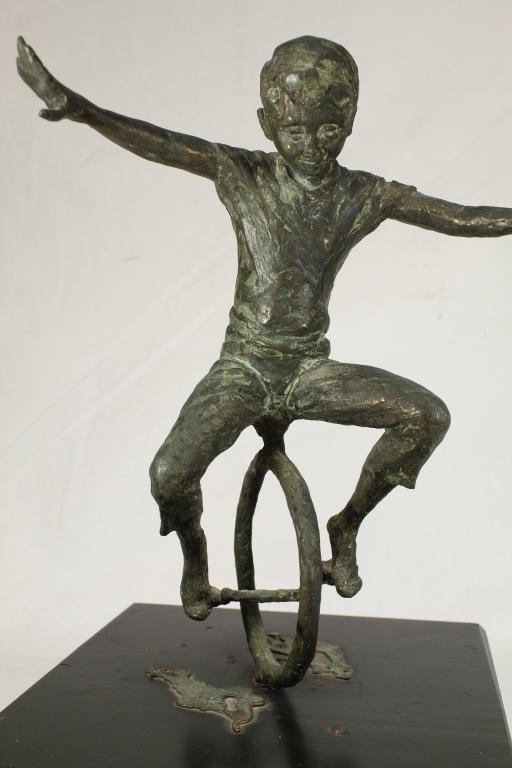 Curtis Jere Bronze Boy on Unicycle Sculpture (1 of 6)