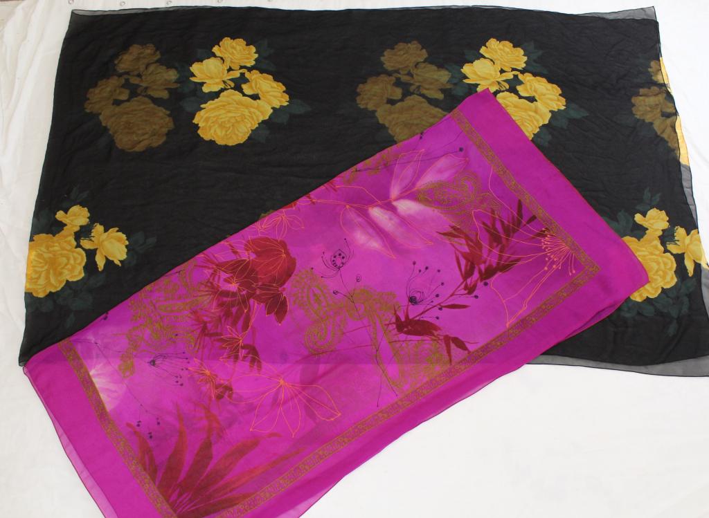 Two Large Sheer Silk Scarves (1 of 6)