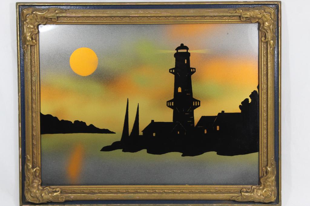 Reverse Painted Glass Silhouette Landscape (1 of 3)