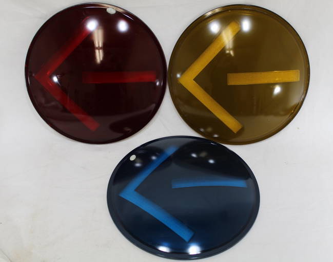 Vintage Kopp Glass Traffic Light Arrow Lenses