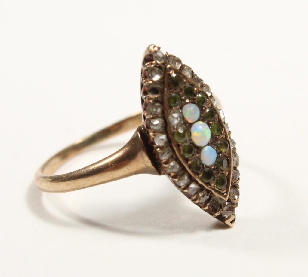 Lady's 14k Gold Opal Diamond and Garnet Ring (1 of 5)
