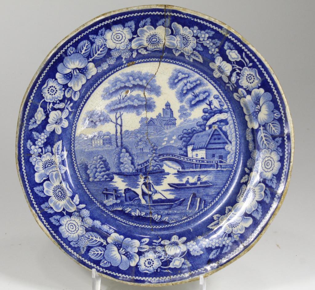 Antique Staple Repair Blue & White Plate (1 of 6)