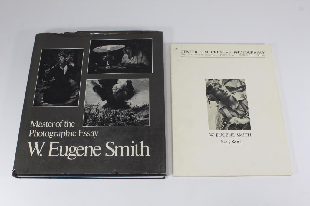 W Eugene Smith Art Photograhy Books: (1) W Eugene Smith Master of the Photographic Essay. Hardcover published by Aperture, 1981. Good condition; some tears / shelf wear to dust jacket, etc. (2) W. Eugene Smith. Early Work. Center for Cre