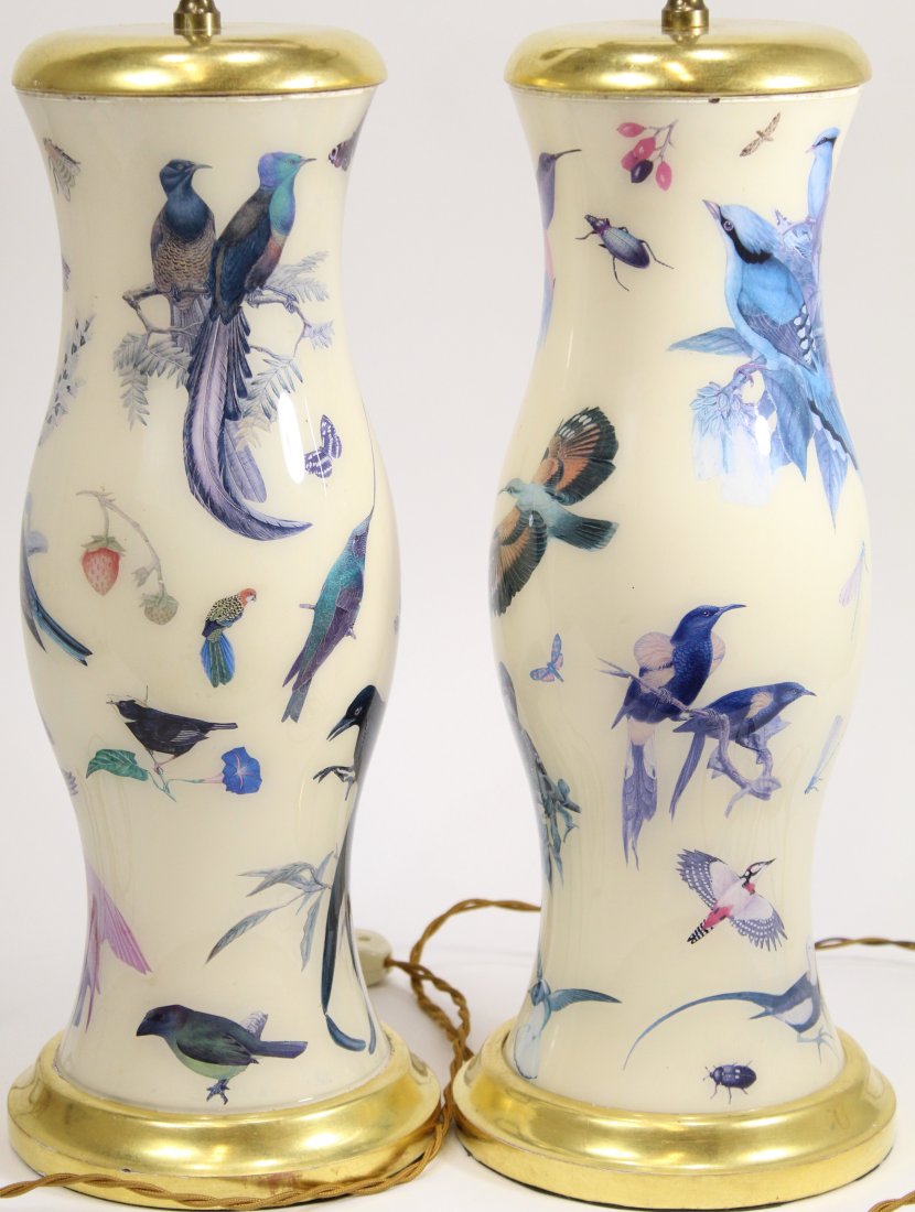 Pair Bird Motif Table Lamps (1 of 7)