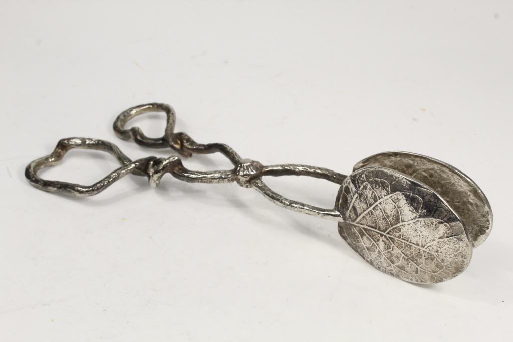 Michael Aram Silver Plate Botanical Leaf Tongs (1 of 5)