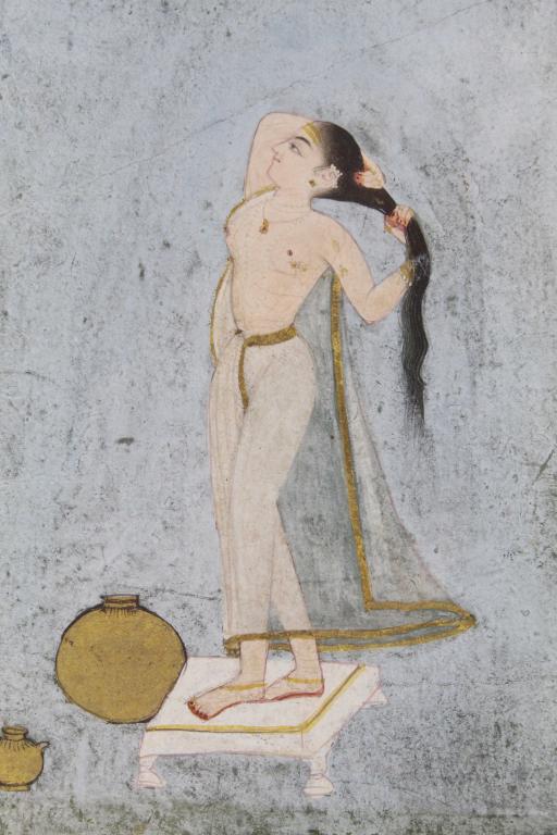 Antique Mughal Indian Maiden Washing Hair (1 of 4)