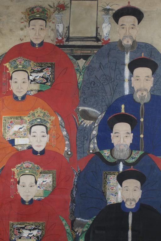 Monumental Four Family Chinese Ancestor Portrait (1 of 7)