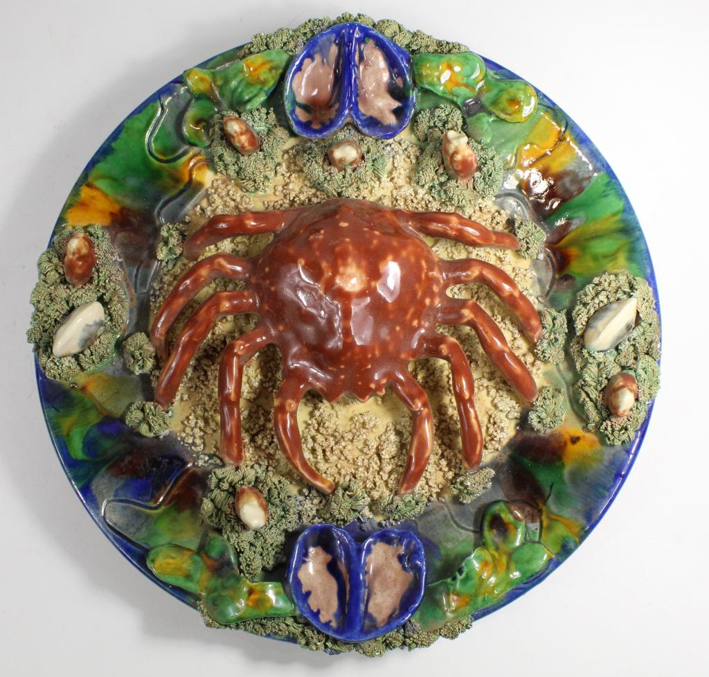 Minton Majolica Palissey Type Crab Pottery Plate (1 of 8)