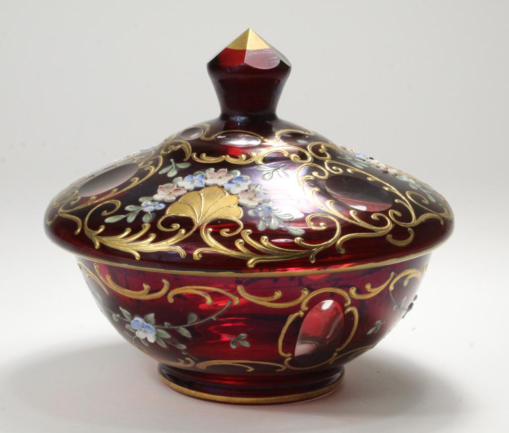 Moser Bohemian Glass ruby red covered Bowl (1 of 7)