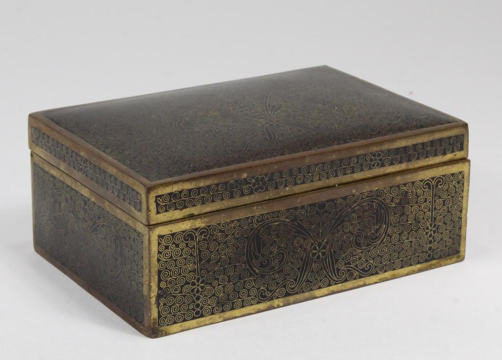 Chinese Black Cloisonne Box Antique (1 of 8)