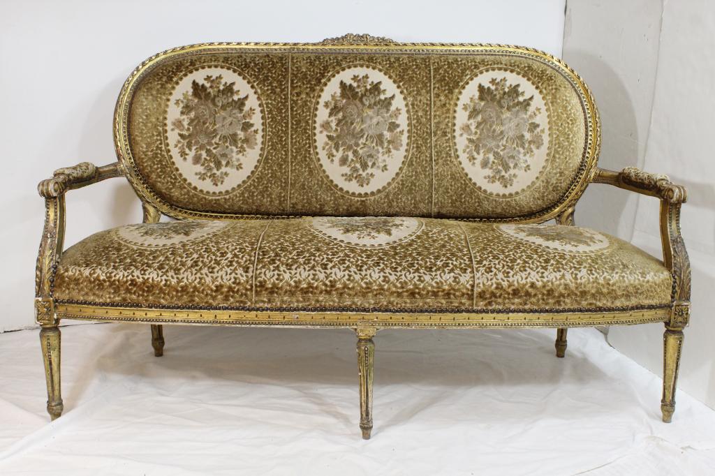 French Carved & Gilded Settee Sofa (1 of 14)