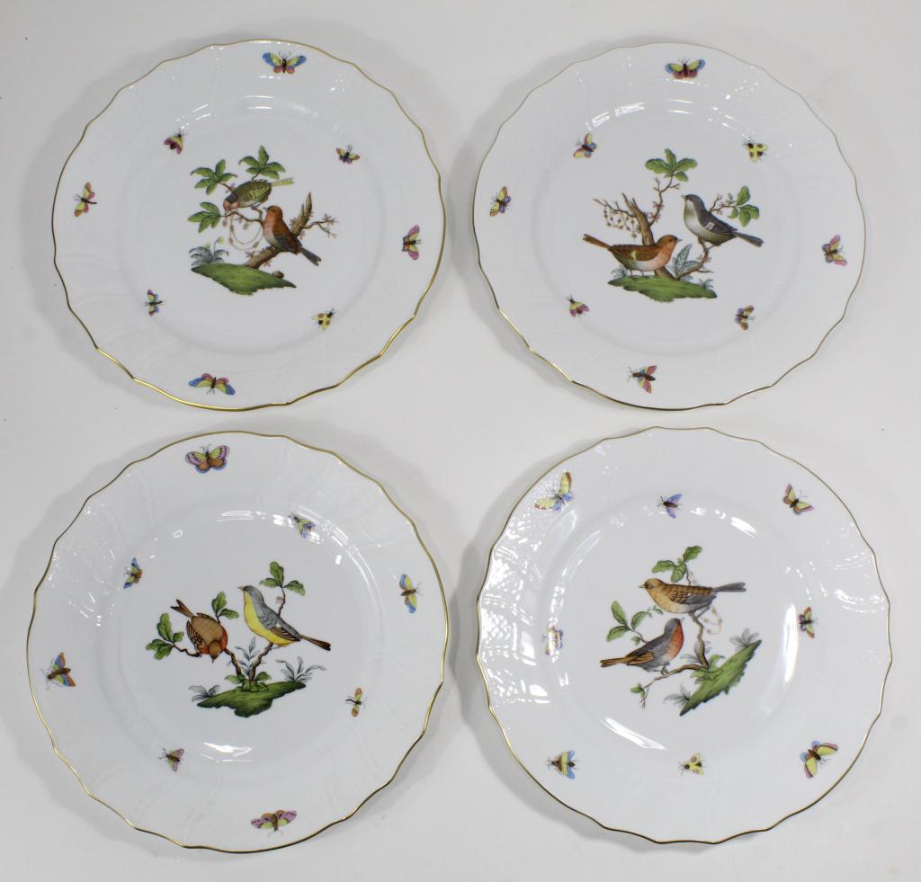 4 Herend Rothschild Bird pattern dinner plates 10. (1 of 6)