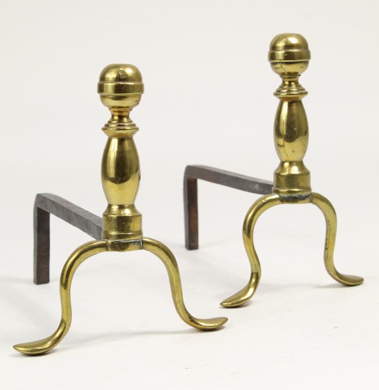 Pair Antique Miniature Brass Andirons (1 of 6)