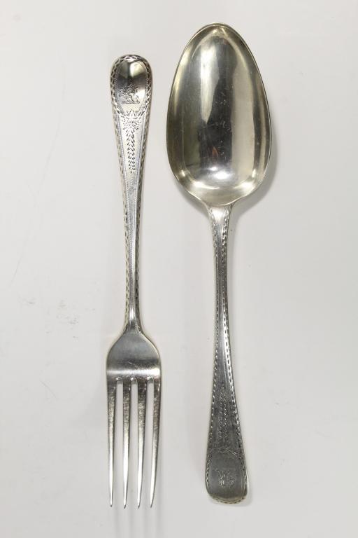 George III Silver Eley & Fearn Fork & Spoon 1802 (1 of 12)