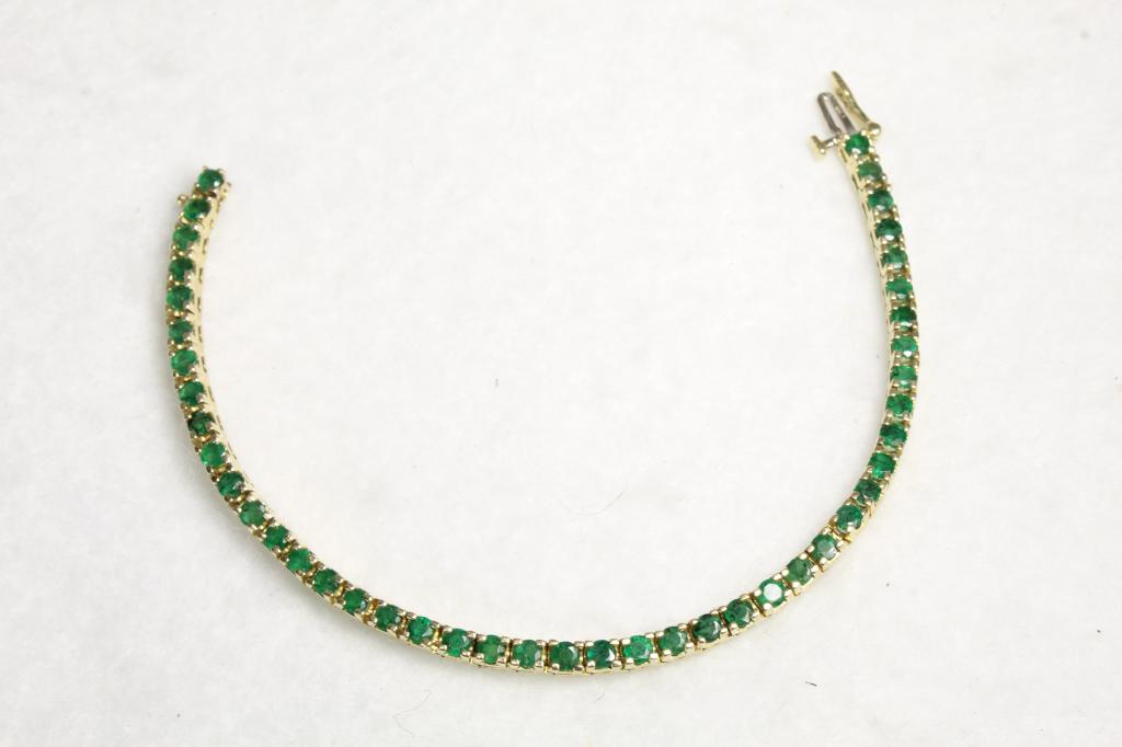 Emerald and 14k. Gold Tennis Bracelet (1 of 6)