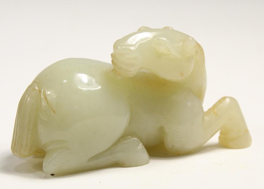 Chinese Hand Carved Creamy White Jade Horse (1 of 6)