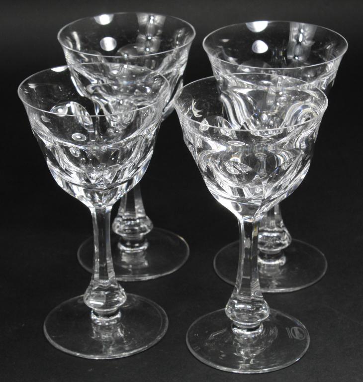 Moser "Lady Hamilton" Crystal White Wine Glasses: Panel cuts. Set of 4. Excellent condition. 6.25" H.