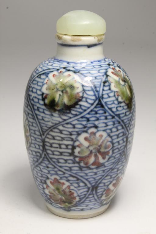 Chinese Blue & White Peach Bloom Snuff Bottle (1 of 5)