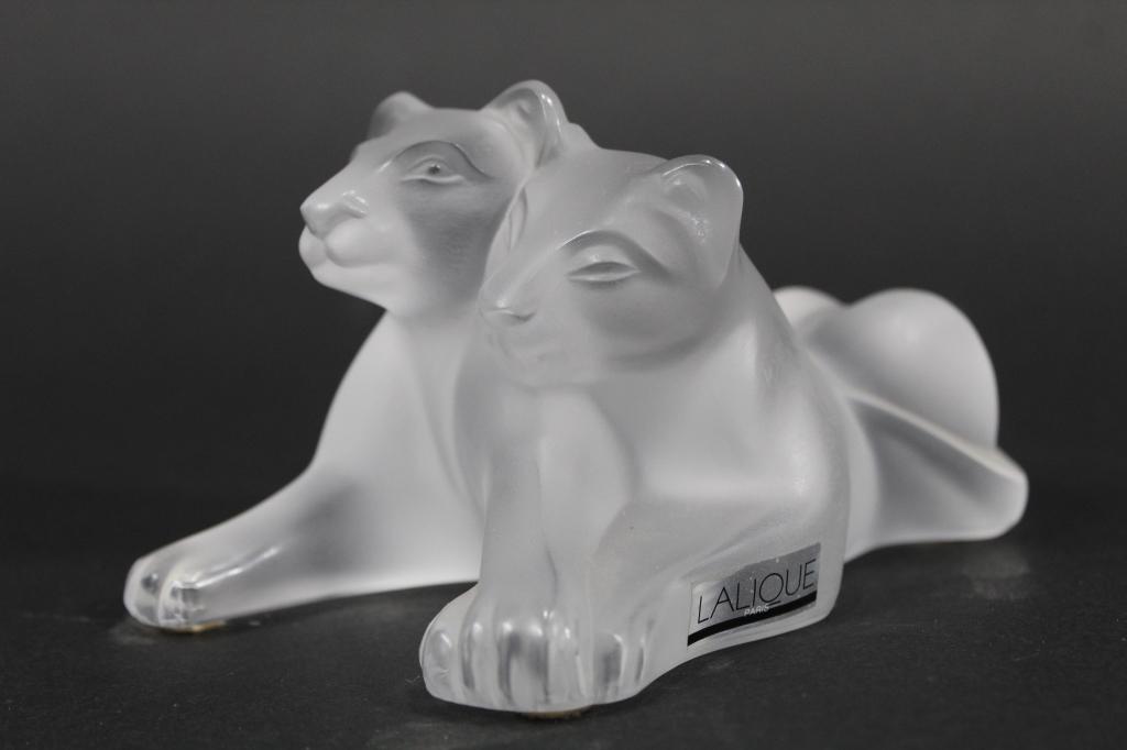 Lalique France Crystal Tambwee Lion Cubs (1 of 6)