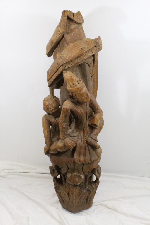 Large Antique Carved Temple Figures (1 of 9)