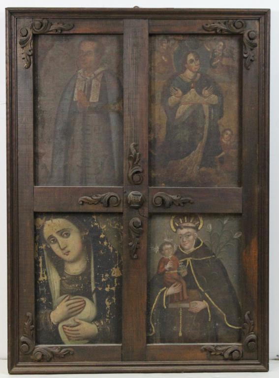 Antique Religious Paintings, Four Saints (1 of 8)