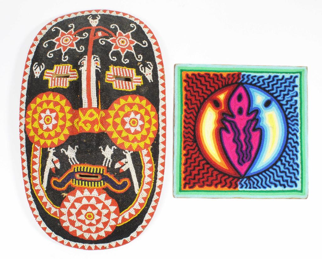 Mexican Huichol Beaded Mask & Yarn Eclipse Tile (1 of 10)
