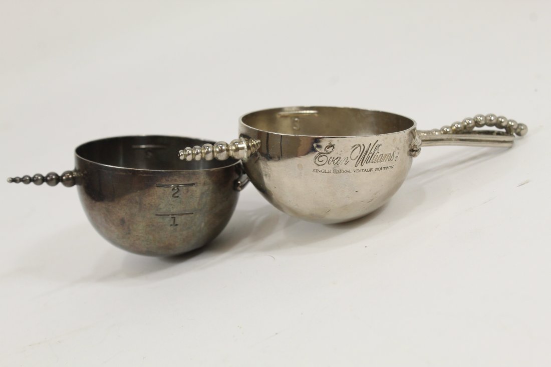 Evan Williams Bourbon Silver Plate Jiggers Napier (1 of 6)