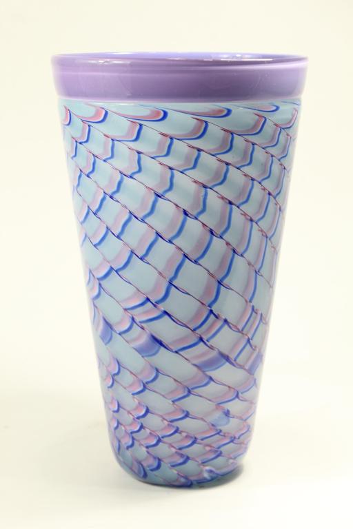 Artist Signed Tall Studio Art Glass Vase (1 of 6)
