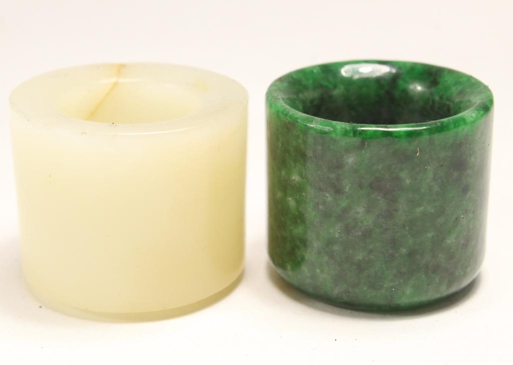 Two Qing Jade Archer Thumb Rings (1 of 6)