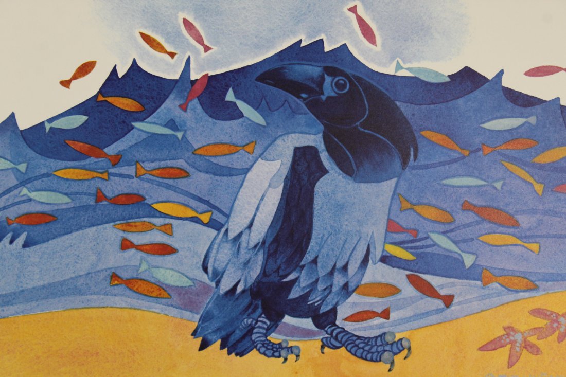 Rie Munoz Signed Litho "Raven and Herring" (1 of 5)