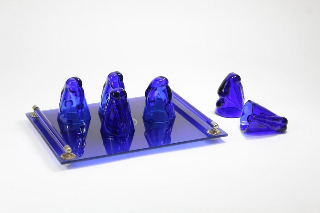 Art Deco Cobalt Blue Bottoms Up Shot Glasses (1 of 10)