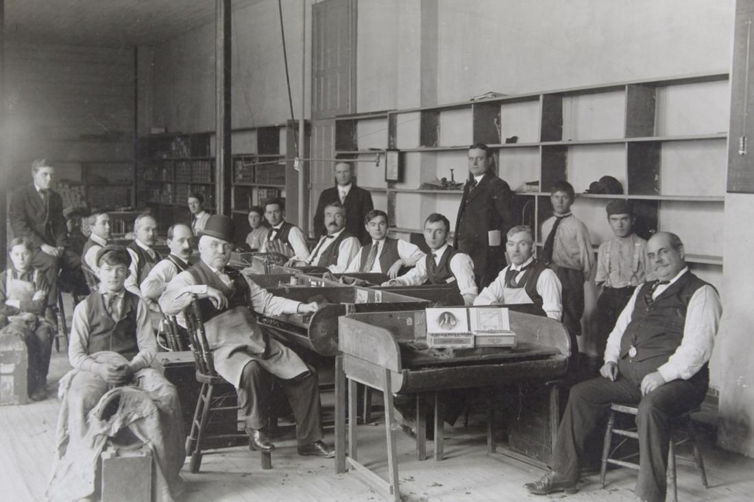 Cabinet Photograph Cigar Factory w Workers