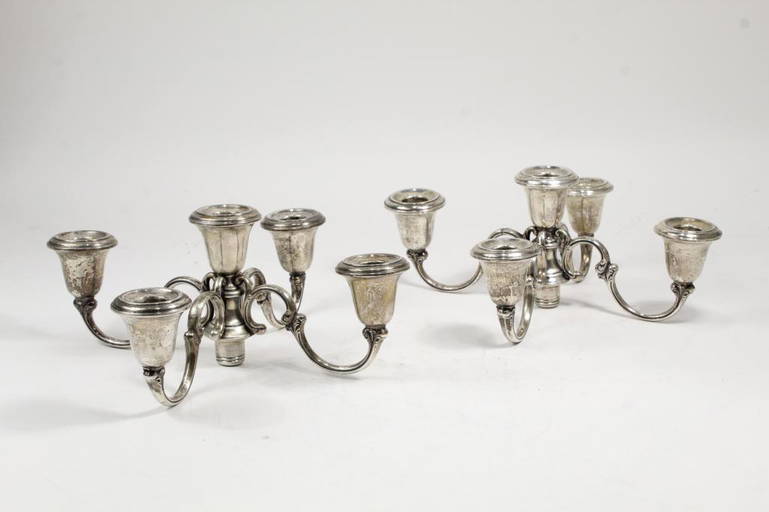 Pair Gorham Sterling 5 Arm Candelabra Inserts