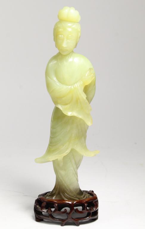 Chinese Jade Guanyin Figure 10.5" on stand (1 of 9)