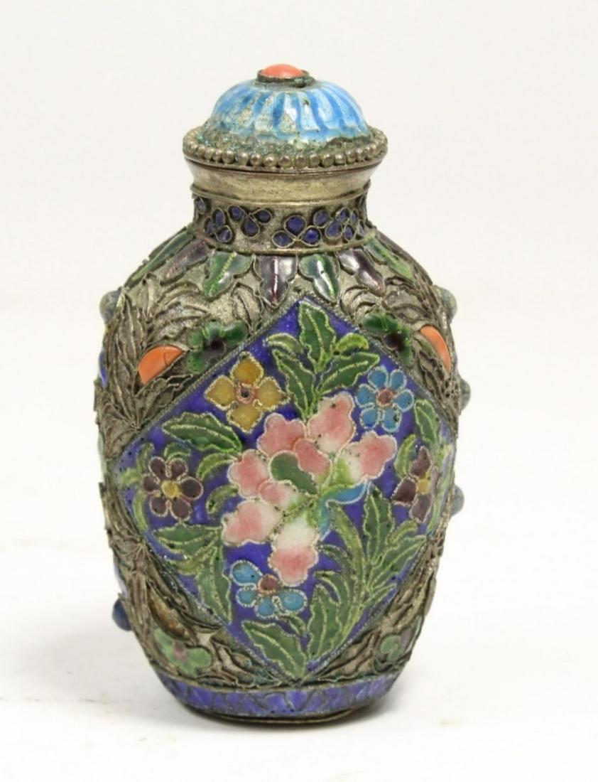 Antique Chinese Cloisonne Enamel Snuff Bottle (1 of 6)