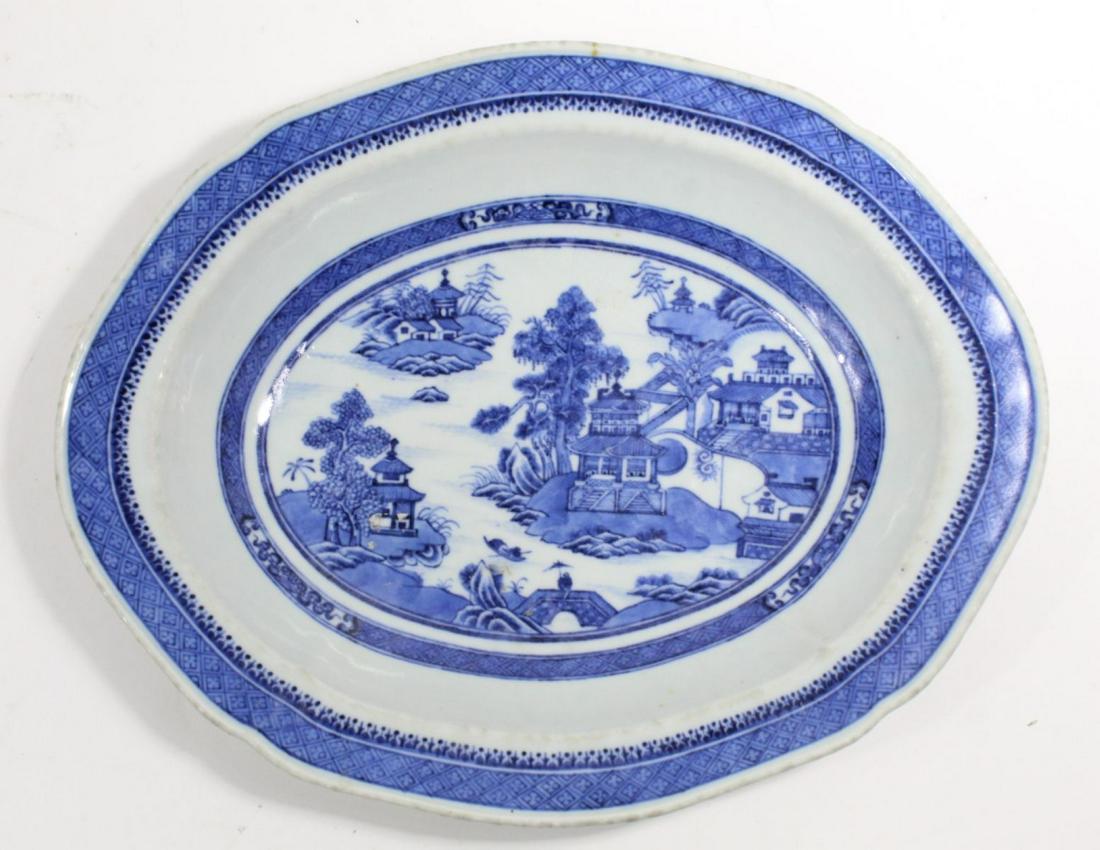 Chinese Export Fitzhugh Deep B&W  Platter Qing (1 of 6)
