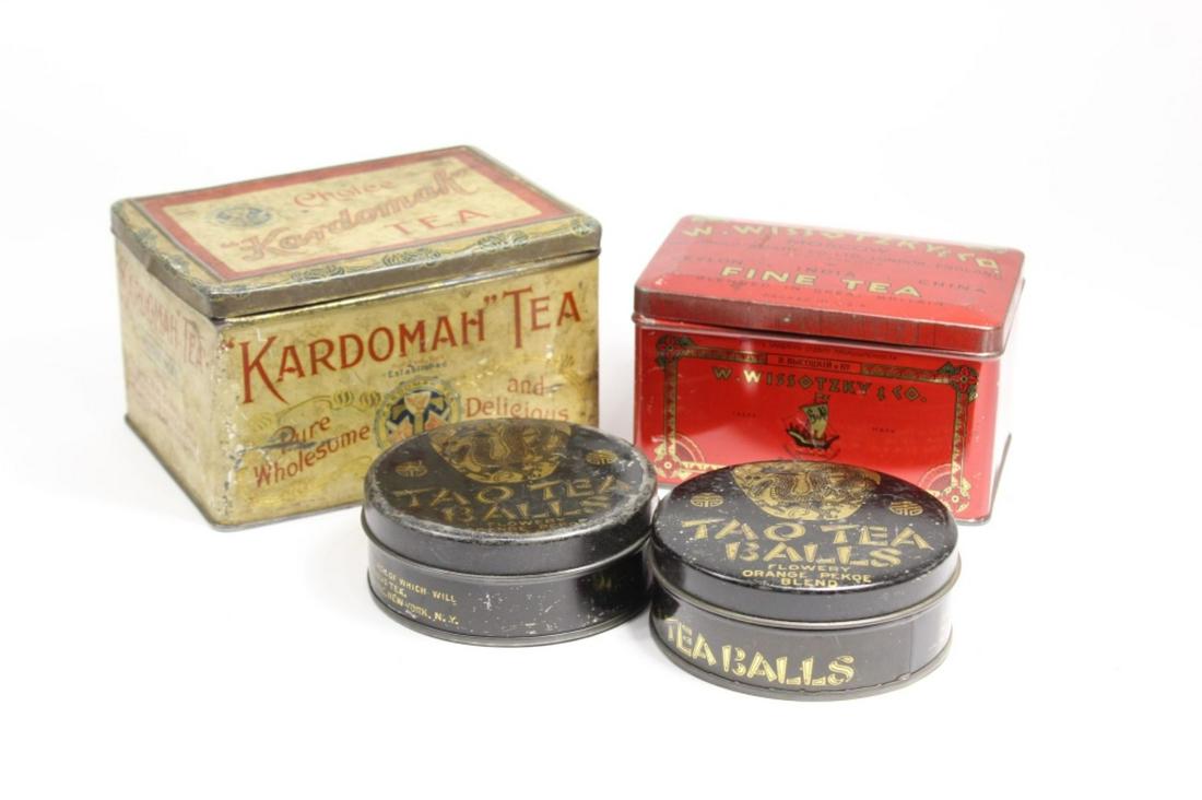 Lot of 4 Vintage Tea Tin Containers (1 of 6)