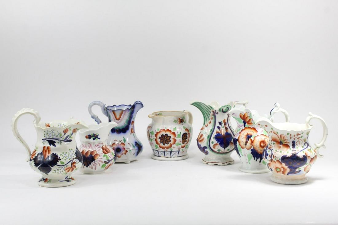 7 Antique Gaudy Welsh Jugs (1 of 1)